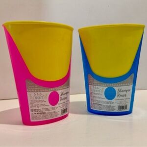 2 -Le Bebe Favorite Shampoo Cup Rinse Heads Protect Eyes No More Tears pink/blue